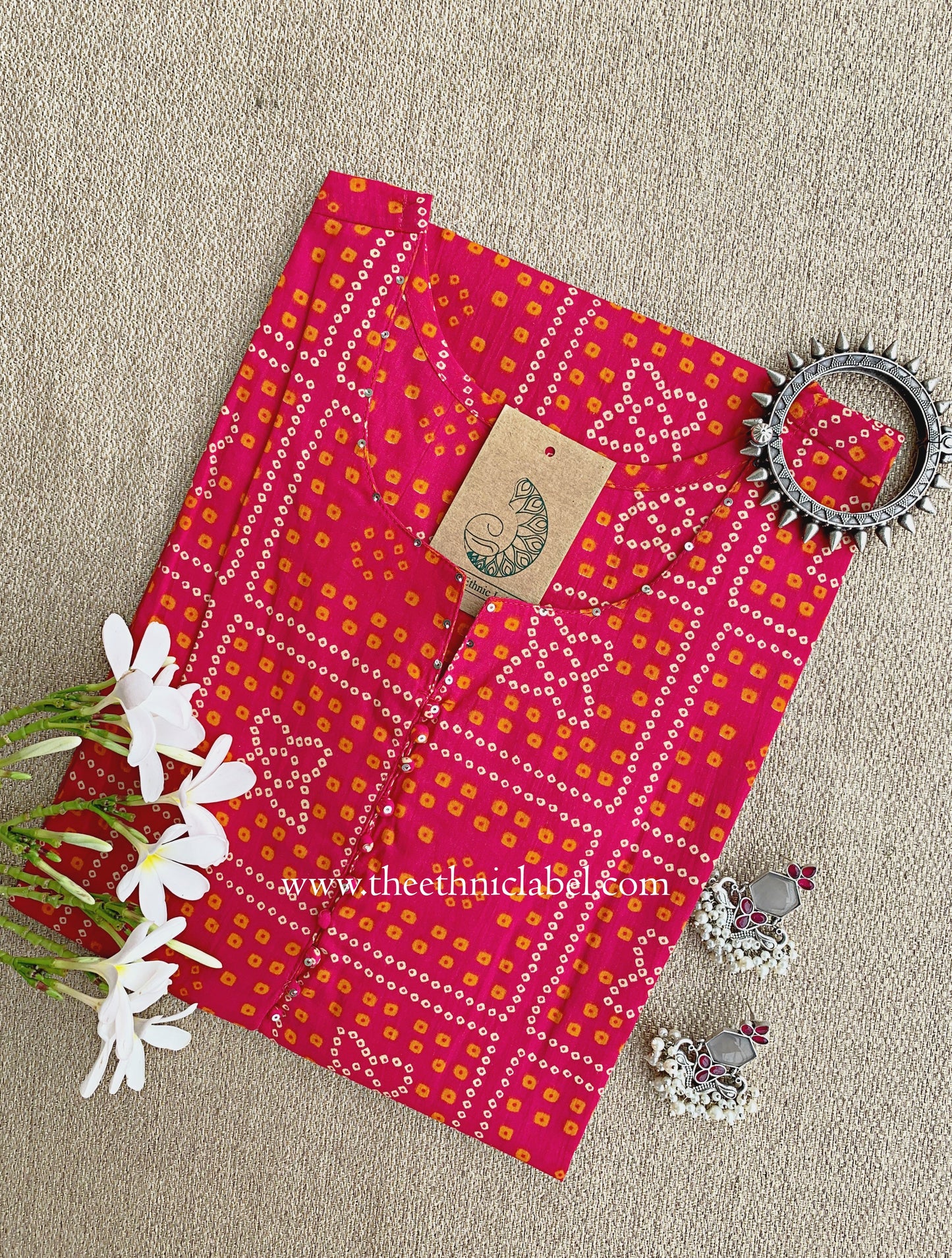 "Gulbandh" Bandhani Printed Cotton kurta