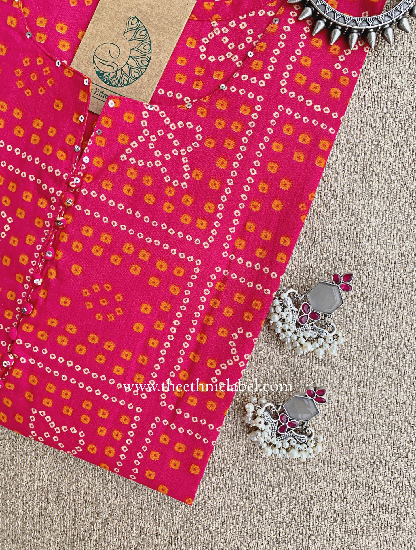 "Gulbandh" Bandhani Printed Cotton kurta