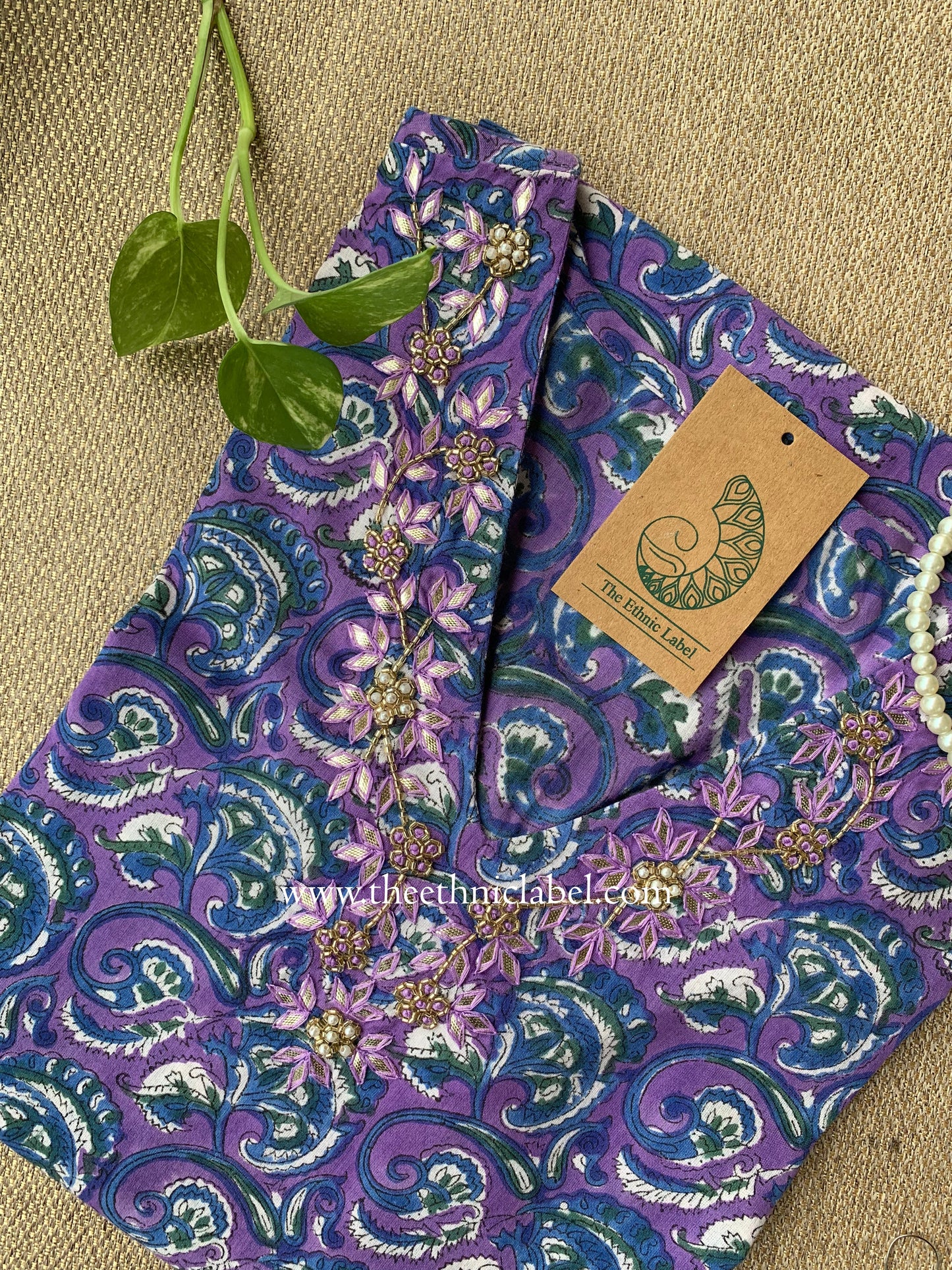 "Banafshi" Hand Embroidered Cotton kurta