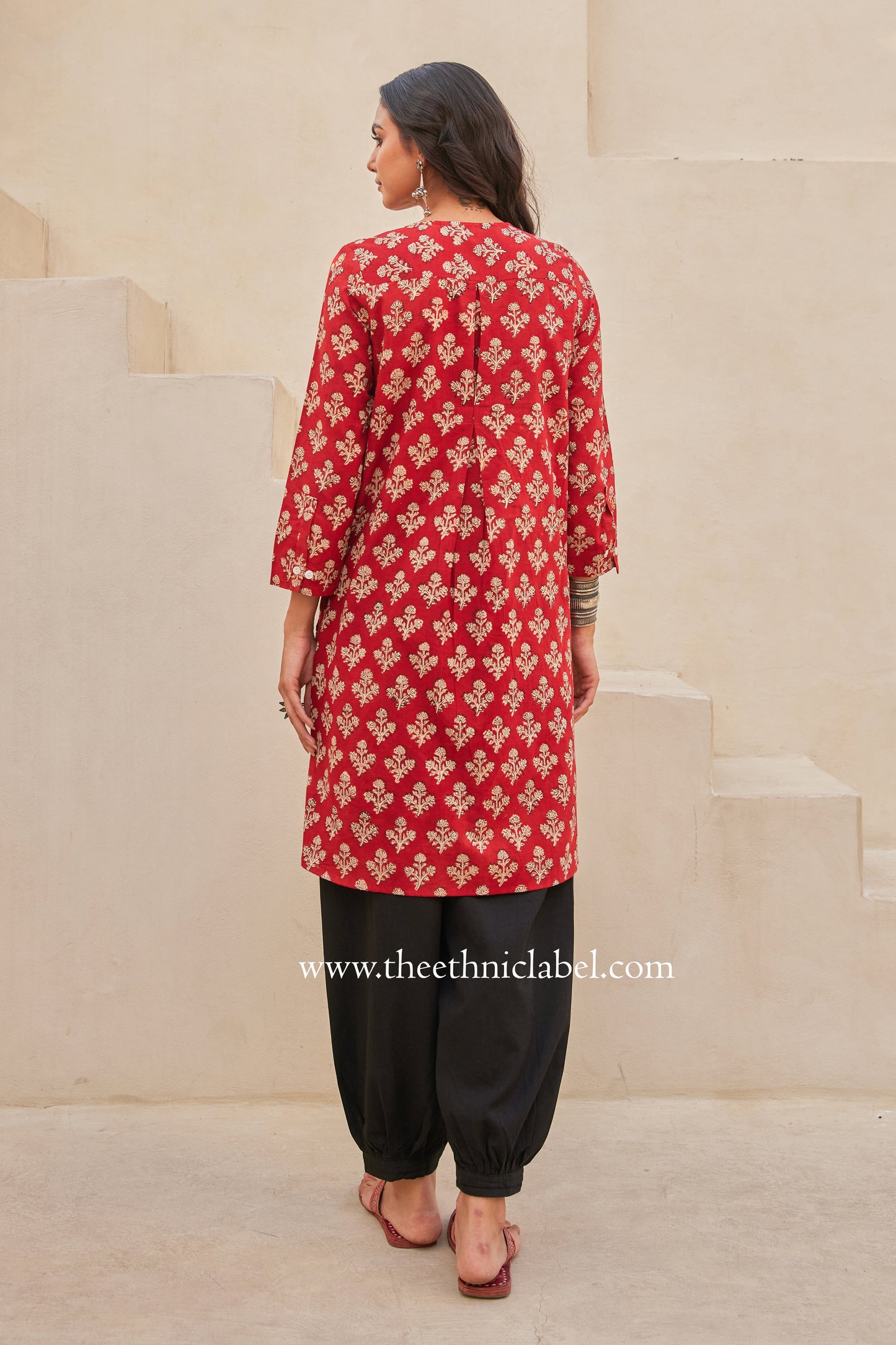 "Prana" Block Printed Asymmetric Cotton kurta