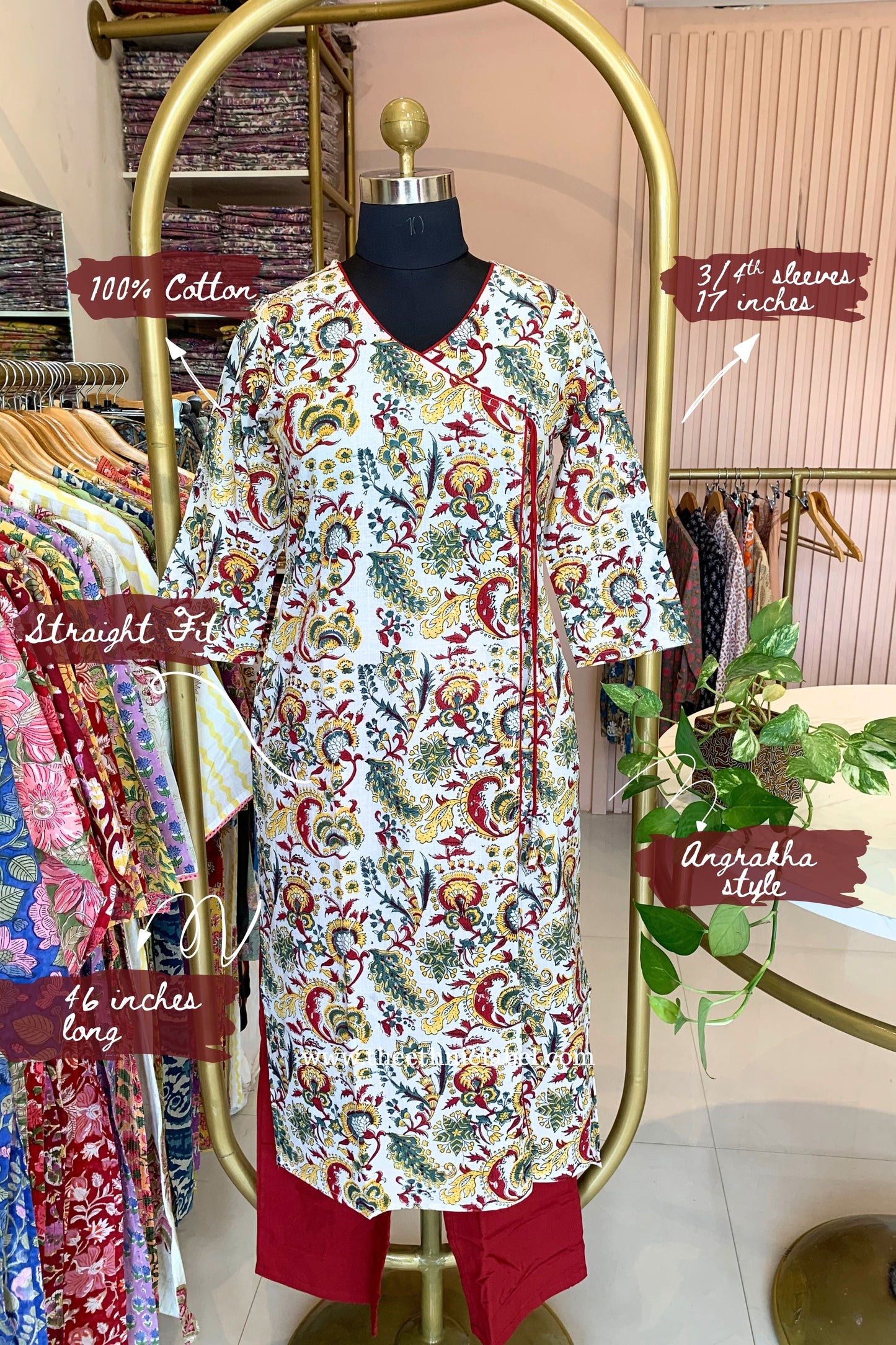"Arka" Cotton Kurta Pant Set with Kota Doria Dupatta(3pc)