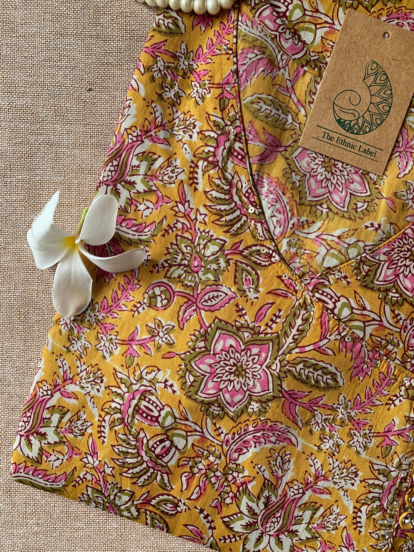"Sunehri" Hand Block Printed Cotton kurta