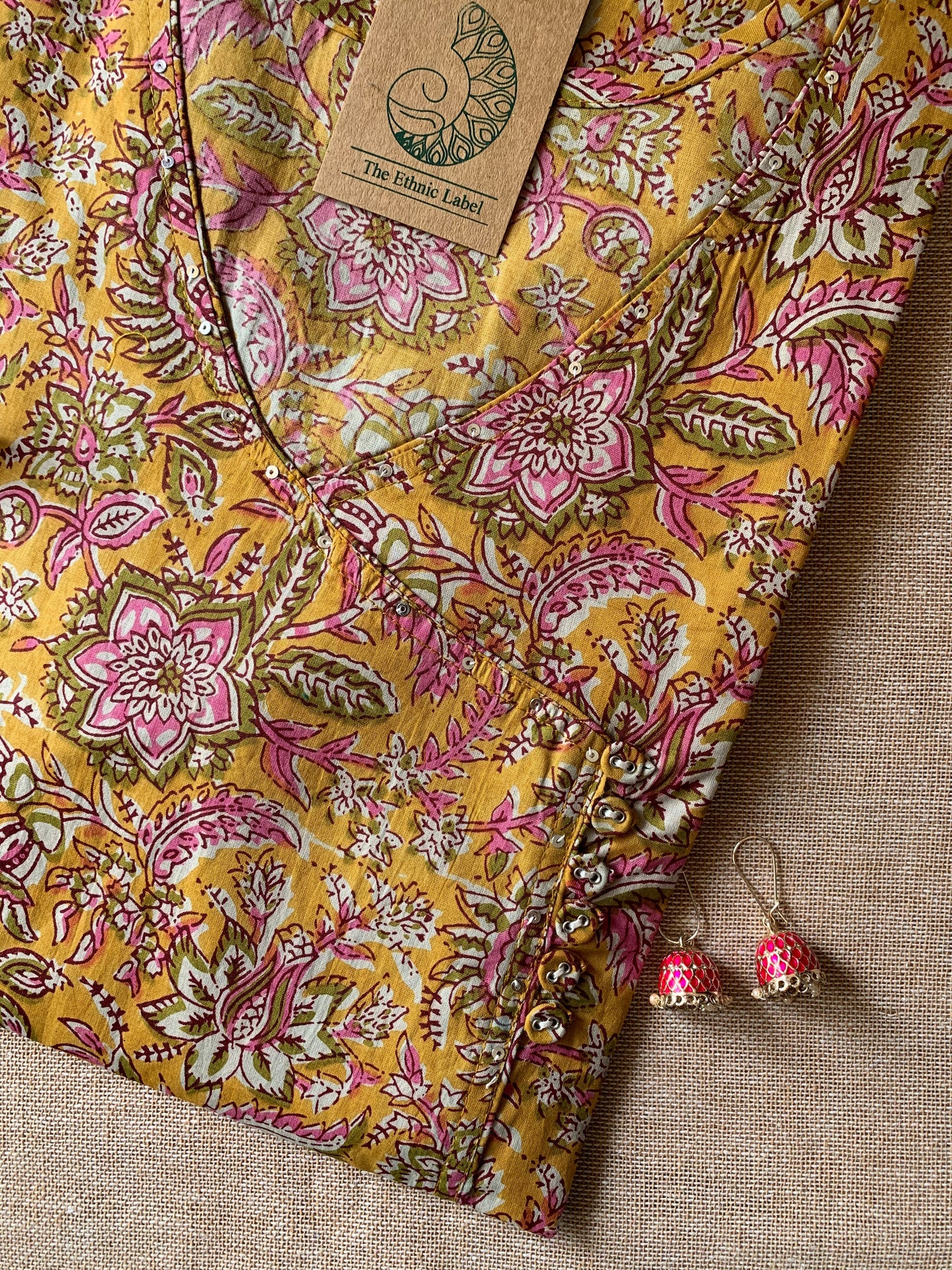 "Sunehri" Hand Block Printed Cotton kurta