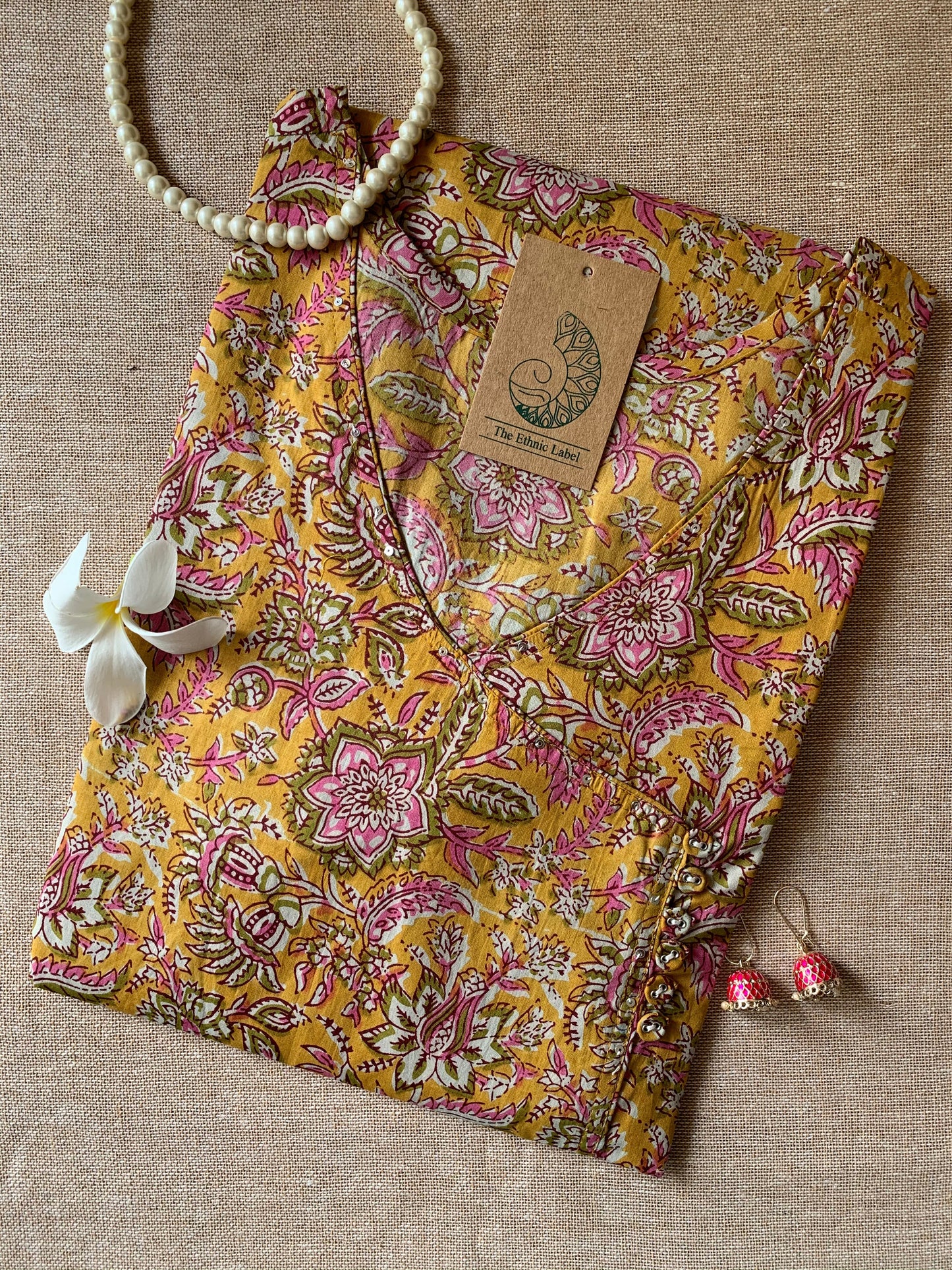 "Sunehri" Hand Block Printed Cotton kurta