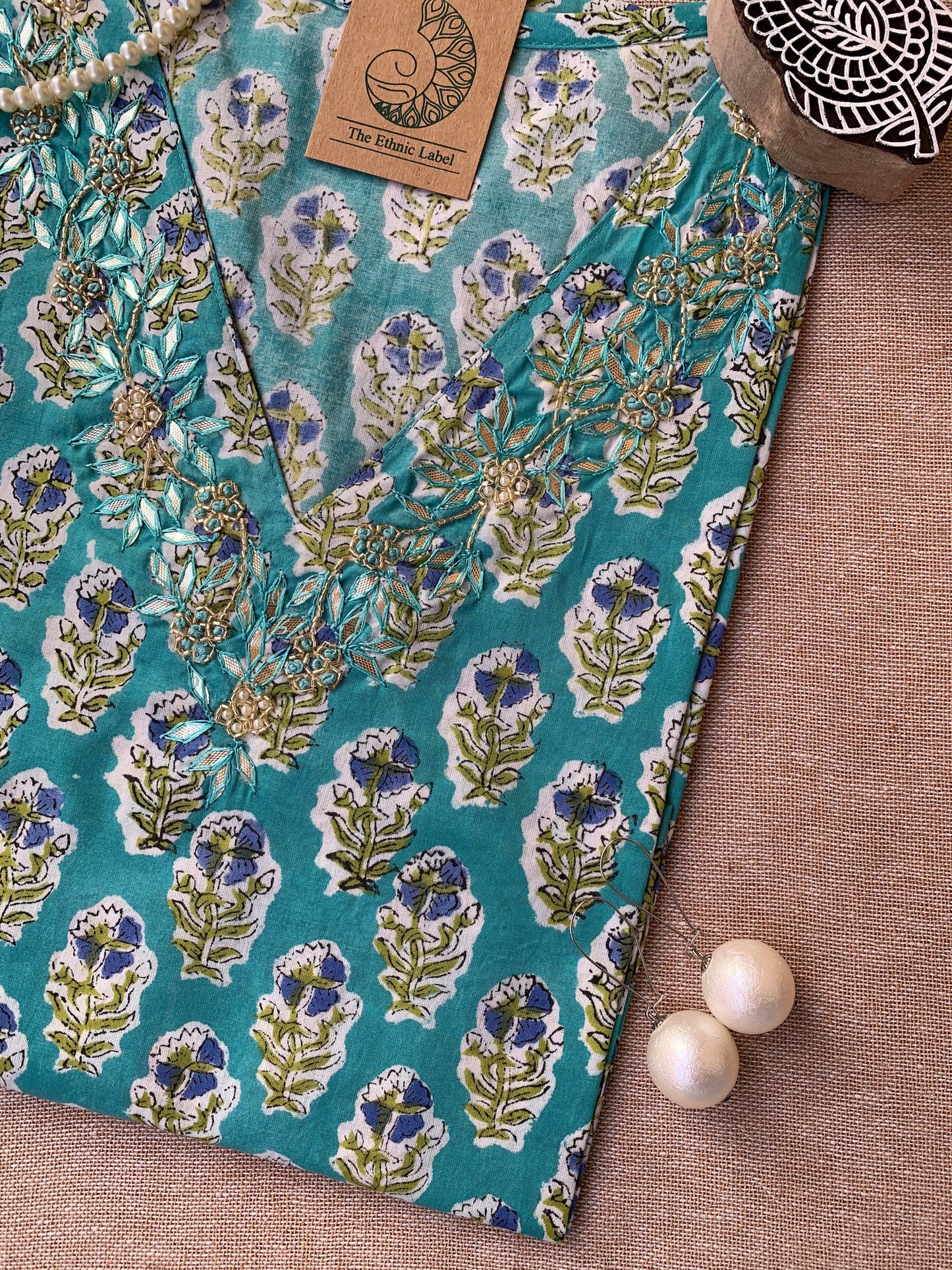 "Jivika"Hand Work Embellished Cotton kurta - XL