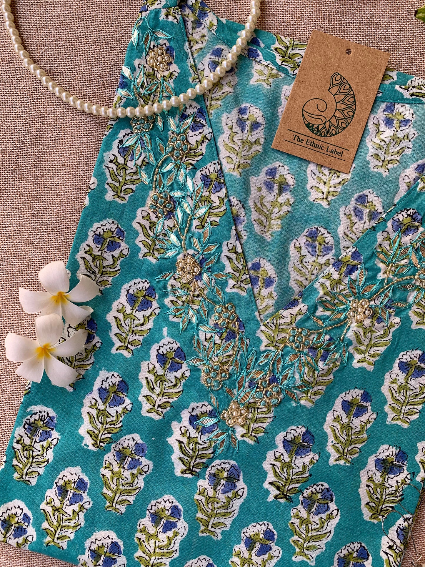 "Jivika"Hand Work Embellished Cotton kurta - XL