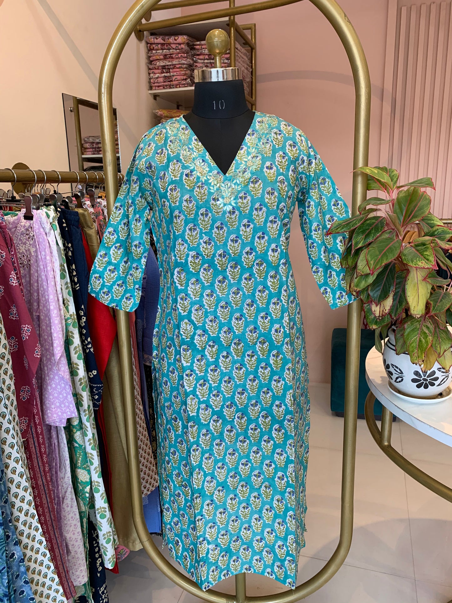 "Jivika"Hand Work Embellished Cotton kurta - XL