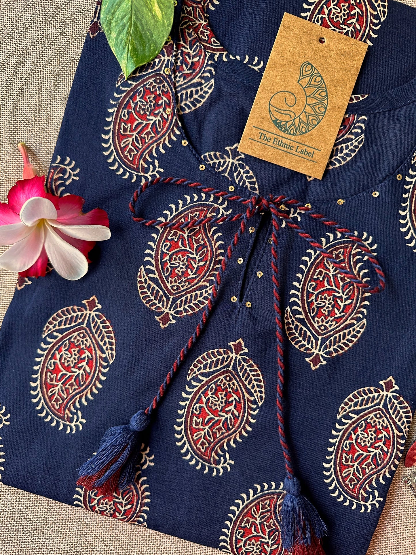 "Paakhi" Deep Blue Paisley Hand Block Printed Cotton kurta- S