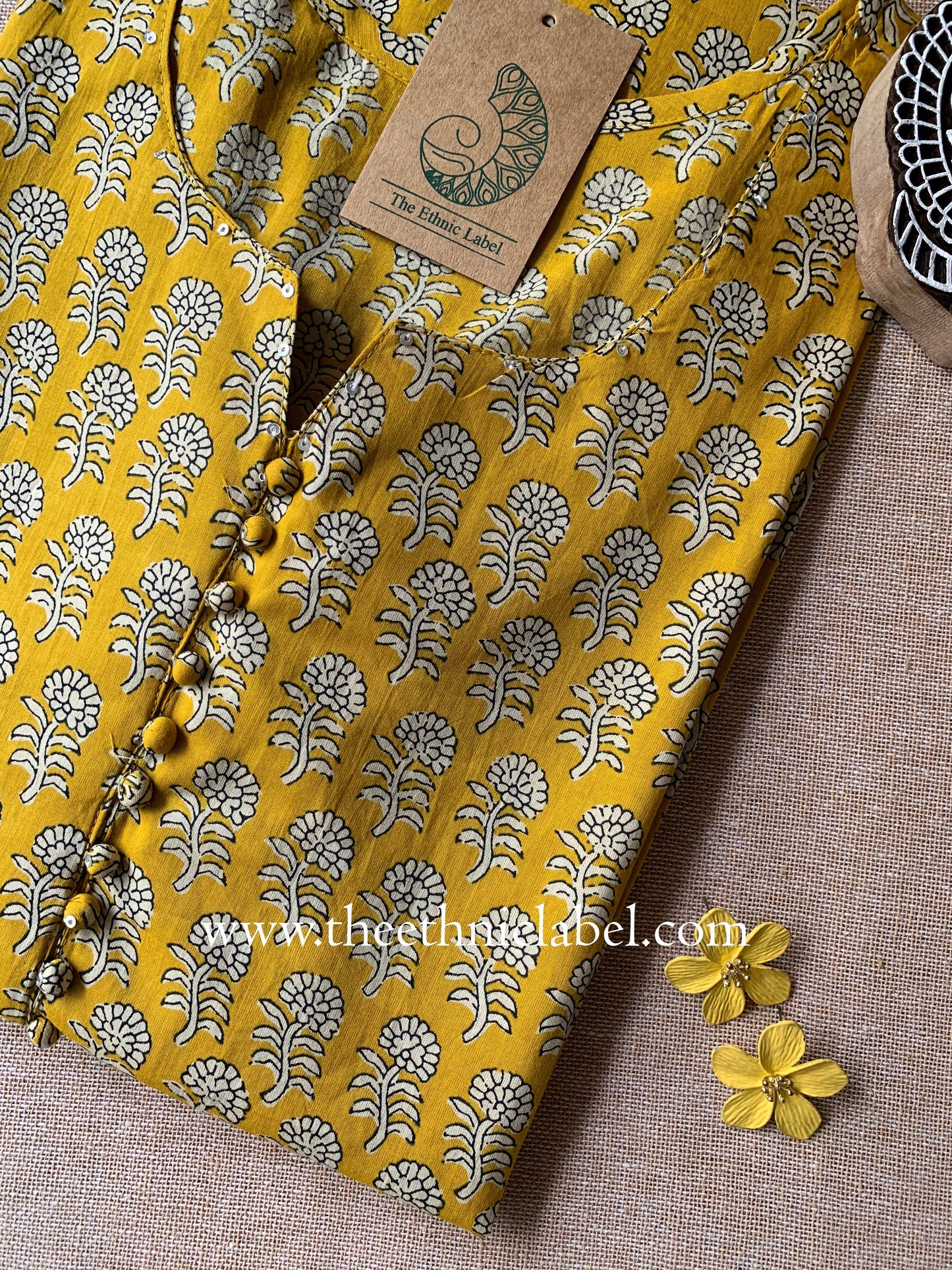 "Drishti" Bagru Hand Block Printed Cotton kurta- S