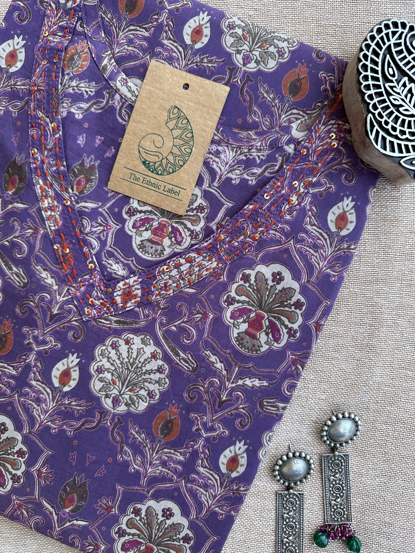 Moira Hand Block Printed Cotton kurta - XXL