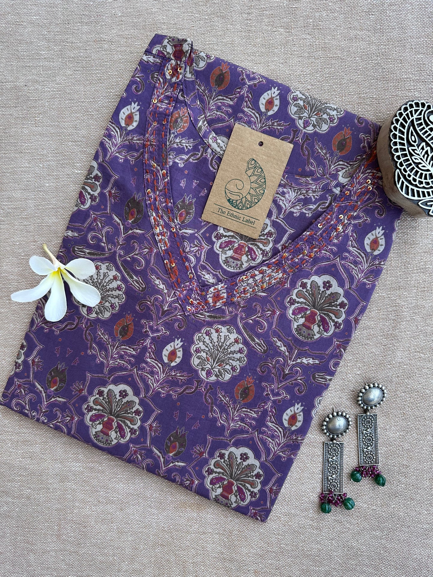 Moira Hand Block Printed Cotton kurta - XXL