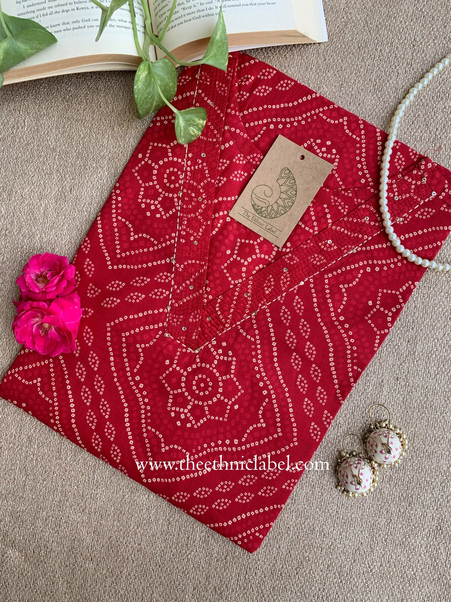 "Fariha" Bandhani Printed Cotton kurta