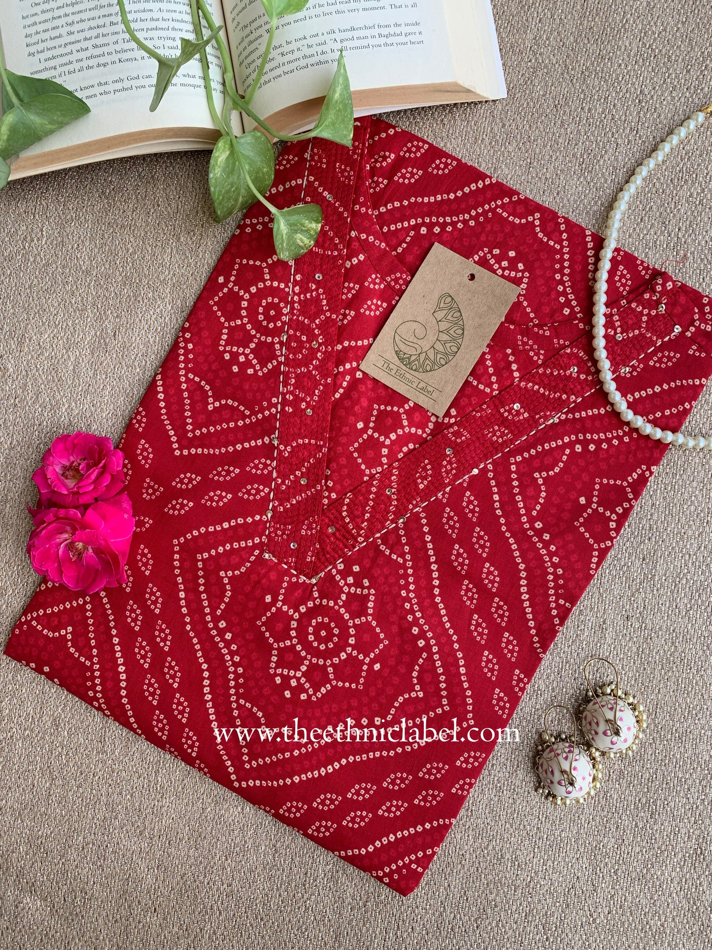 "Fariha" Bandhani Printed Cotton kurta