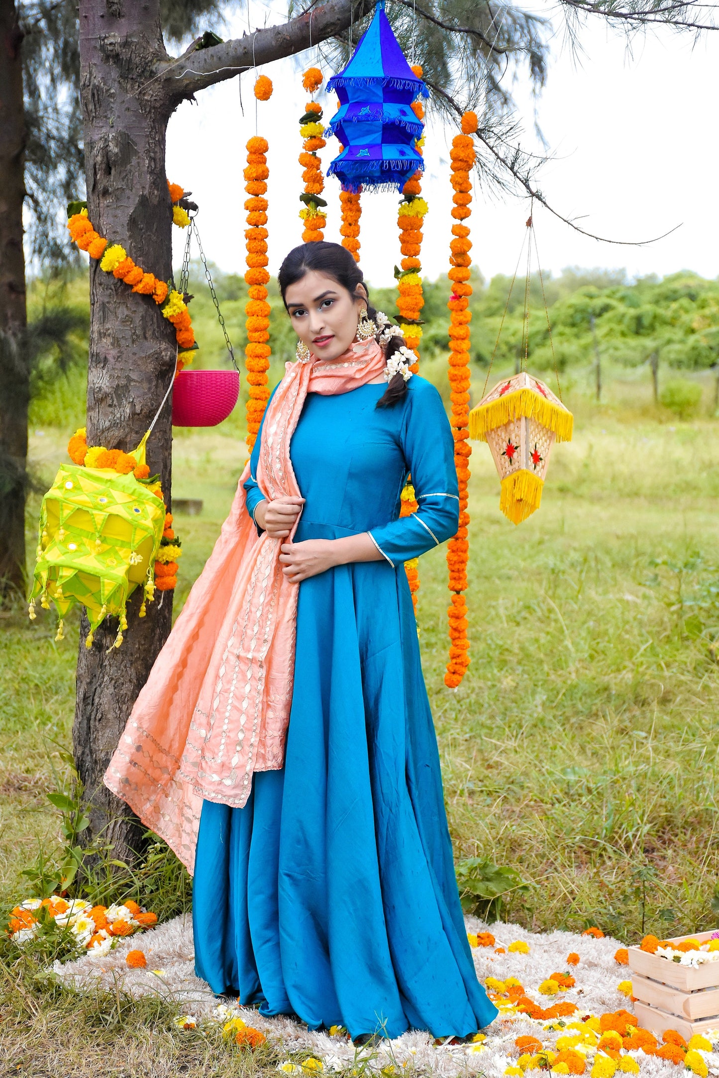 Fairy Flare Silk Blue Suit