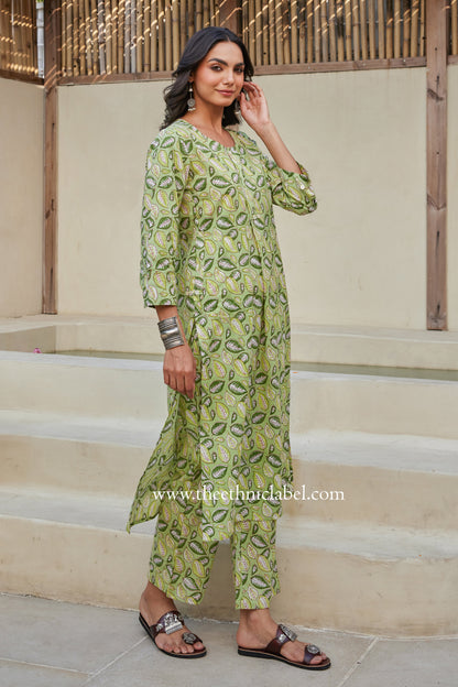 "Pavana" Block Printed Buttoned Cotton kurta