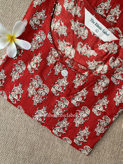 "Prayag" Block Printed Asymmetric Cotton kurta