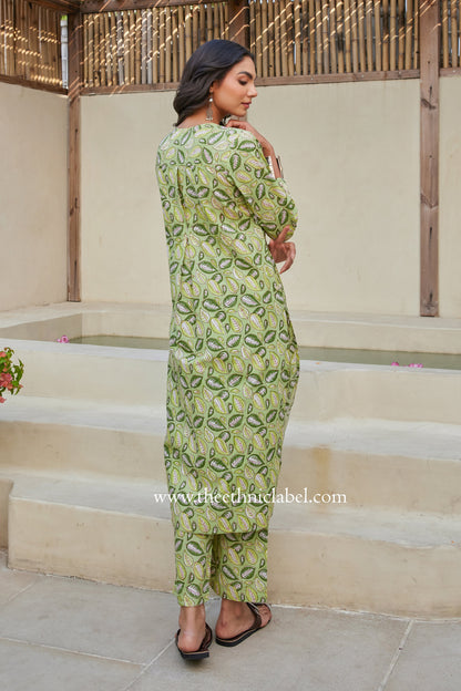 "Pavana" Block Printed Buttoned Cotton kurta