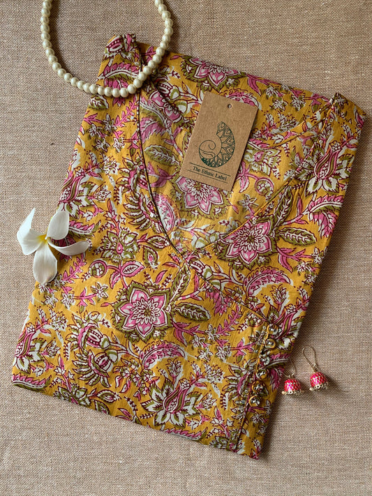 "Sunehri" Hand Block Printed Cotton kurta