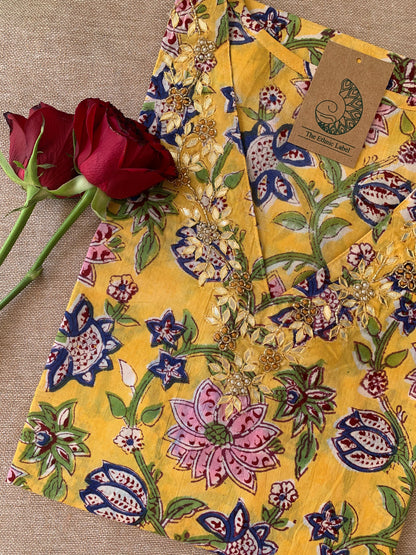 "Nayani" Hand Work Embellished Cotton kurta