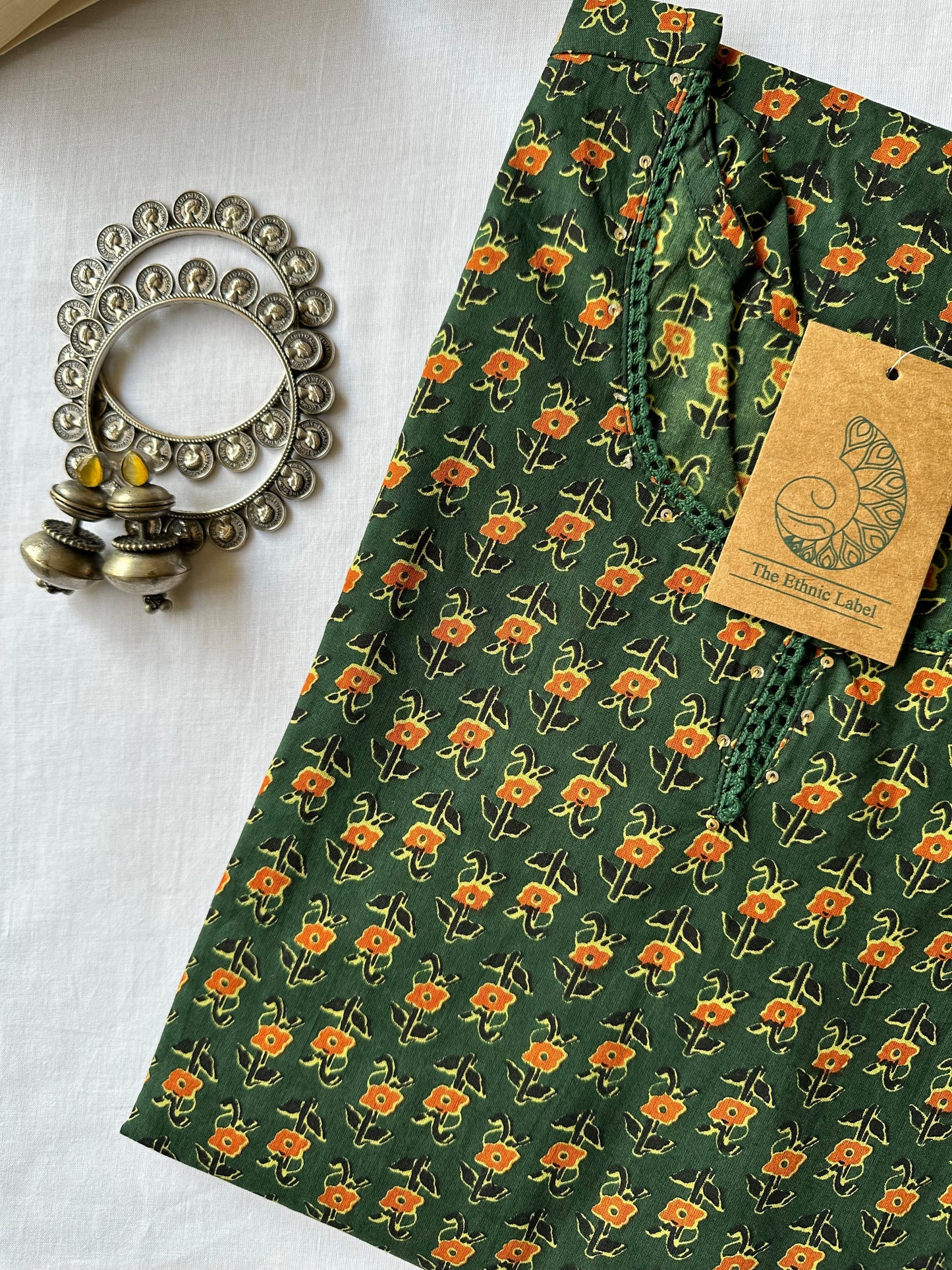 "Veera" ajrakh Hand block printed Cotton kurta-L