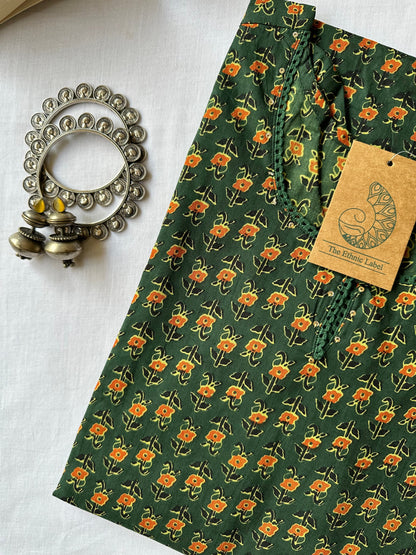 "Veera" ajrakh Hand block printed Cotton kurta-L