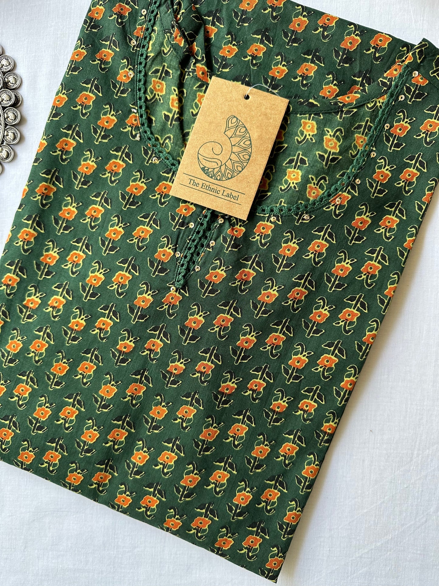 "Veera" ajrakh Hand block printed Cotton kurta-L