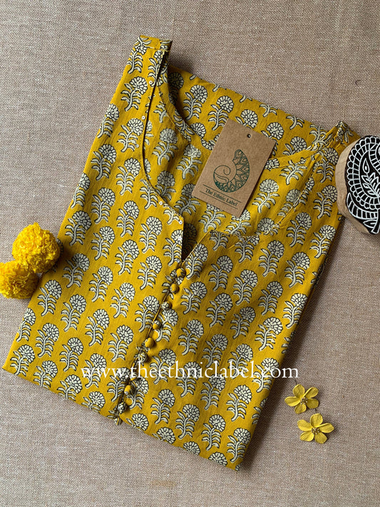 "Drishti" Bagru Hand Block Printed Cotton kurta- S