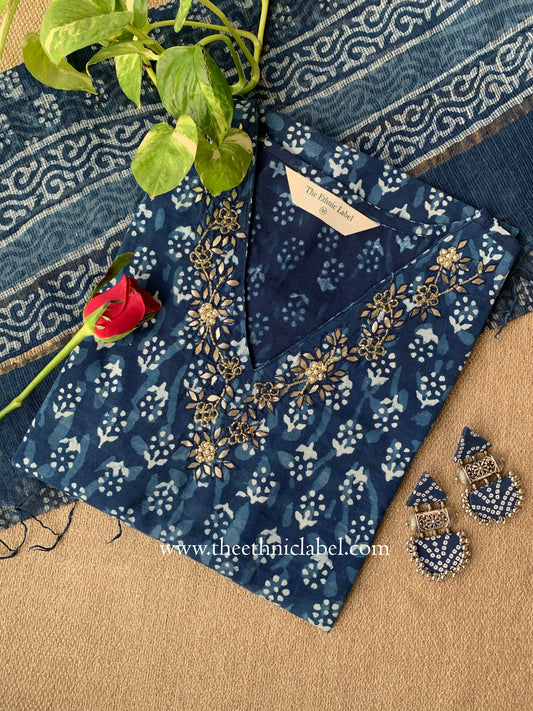 "Mayuri" Cotton Kurta with Kota Doria Dupatta(2pc)