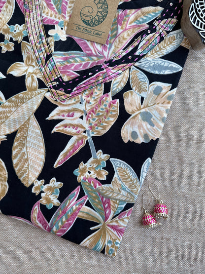Aanya Floral Hand Block Printed Cotton kurta