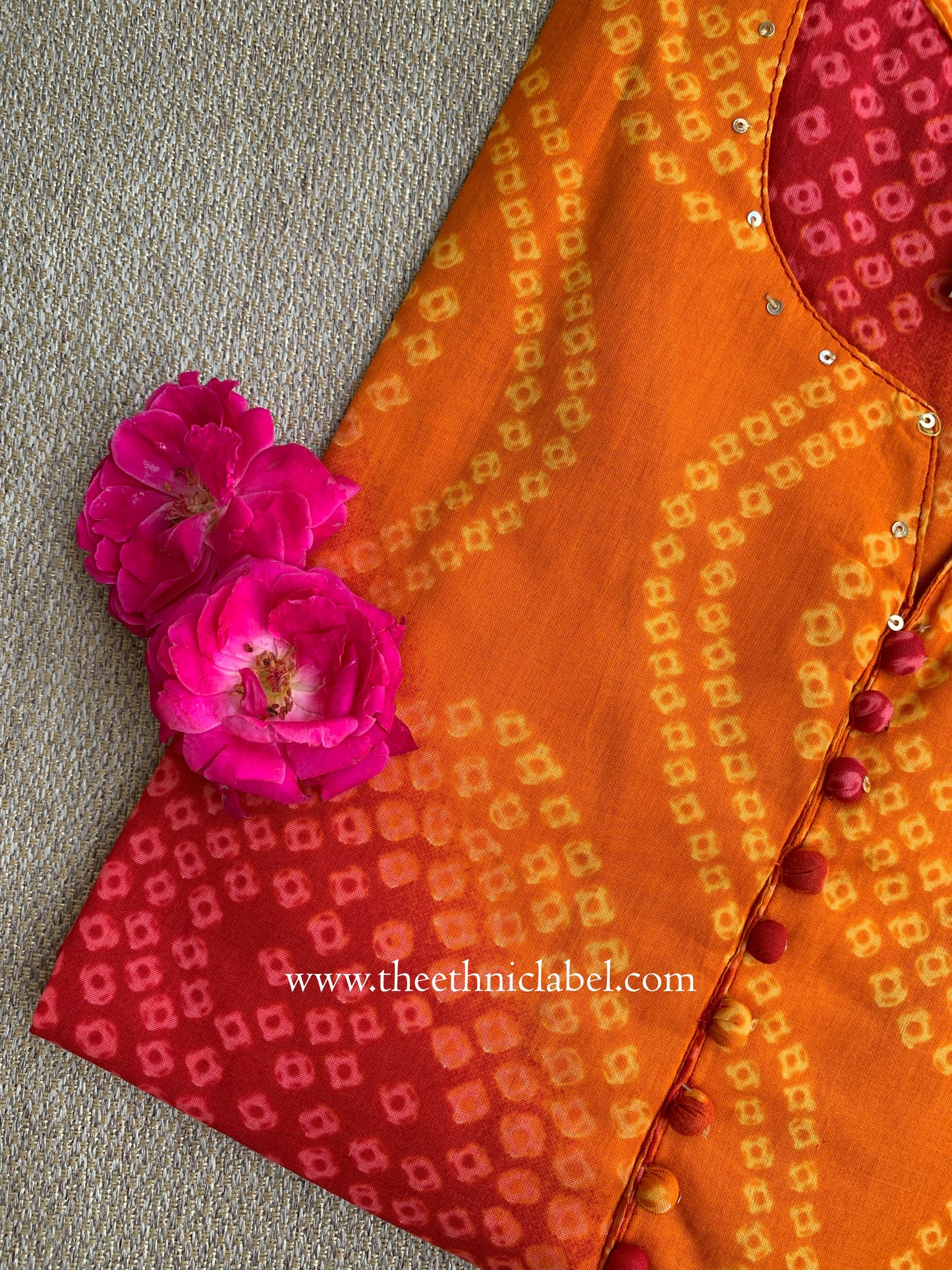 "Sehr" Bandhani Printed Cotton kurta