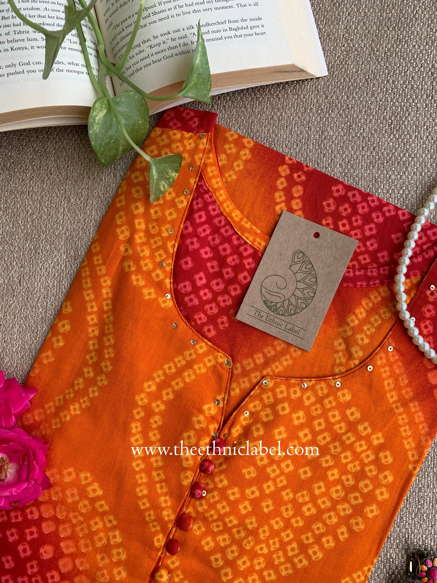 "Sehr" Bandhani Printed Cotton kurta