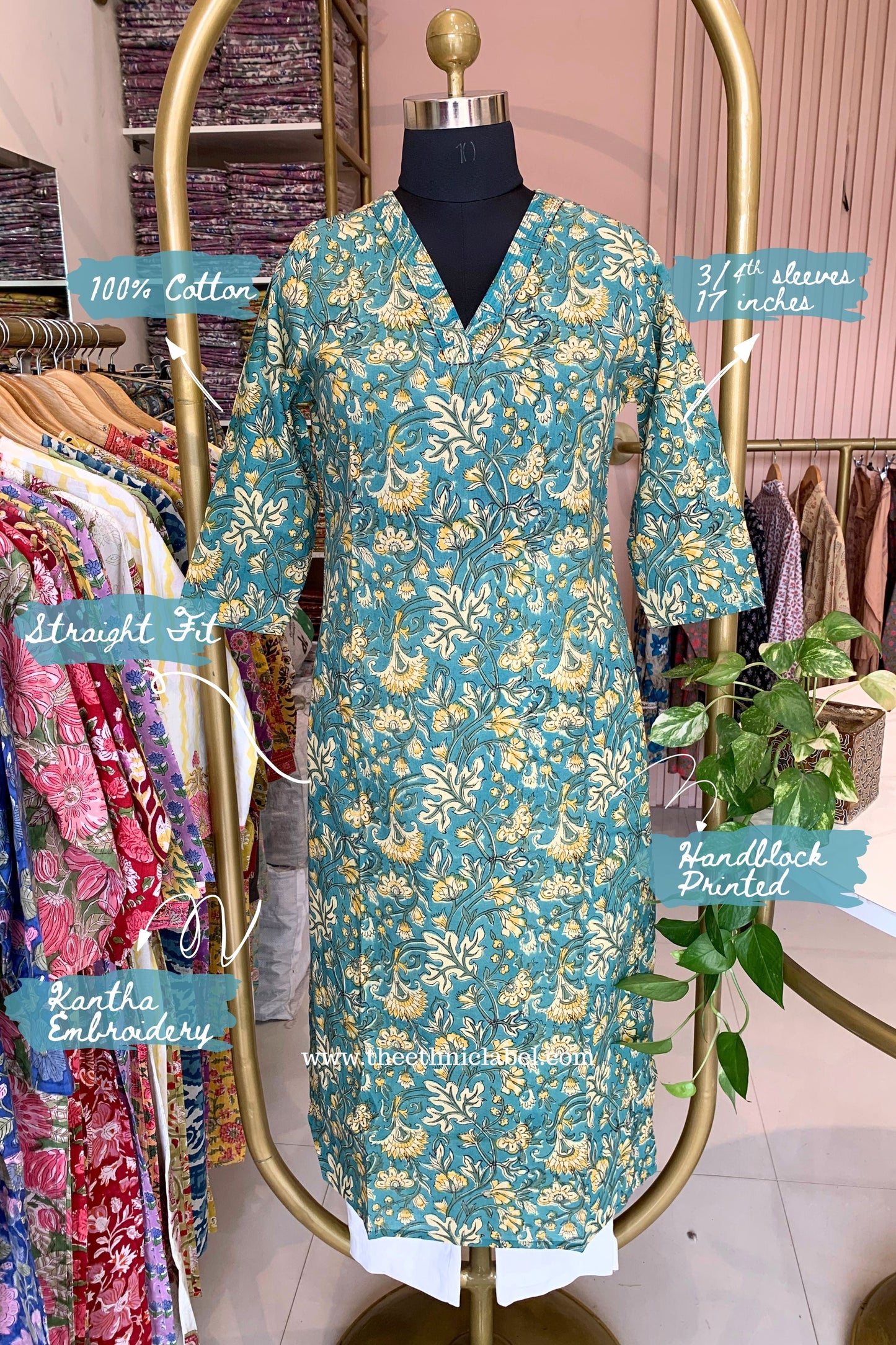 "Maahi" Block Printed Cotton kurta