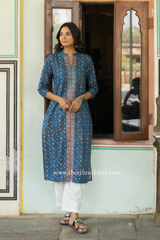 "Gauhar" Hand Block Printed Cotton kurta