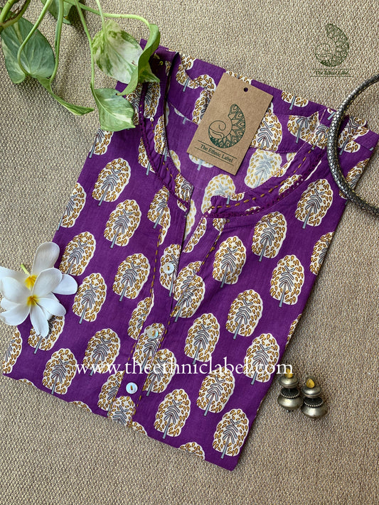 "Devika" Boora Laced Cotton Kurta