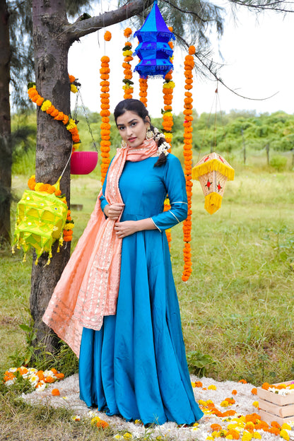 Fairy Flare Silk Blue Suit